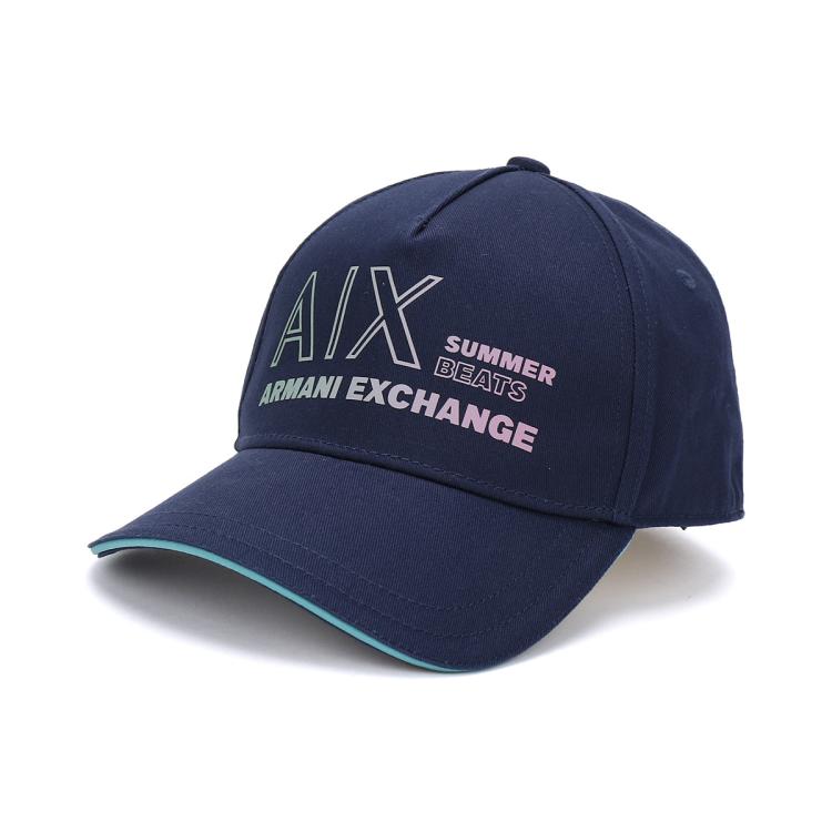 Armani Exchange 男士纯棉透气字母logo渐变时尚休闲棒球帽 In Blue