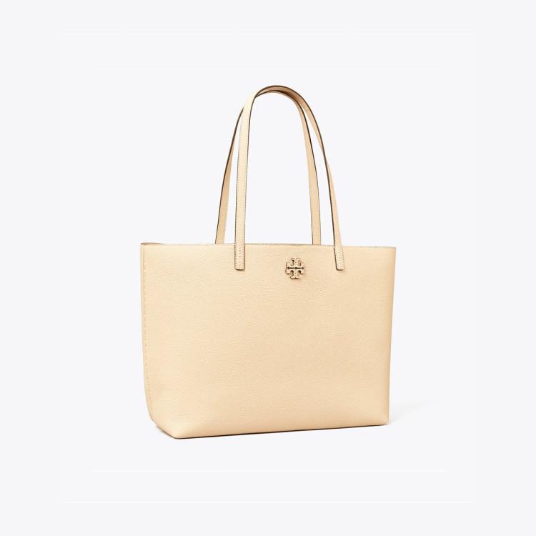 Tory Burch Mcgraw系列女士荔枝纹皮革单肩手提托特包 In Brown