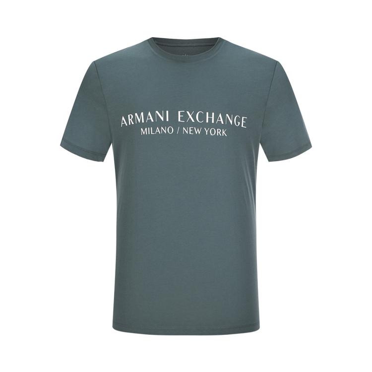 Armani Exchange 男士街头摩登帅气印花字母短袖t恤 In Blue