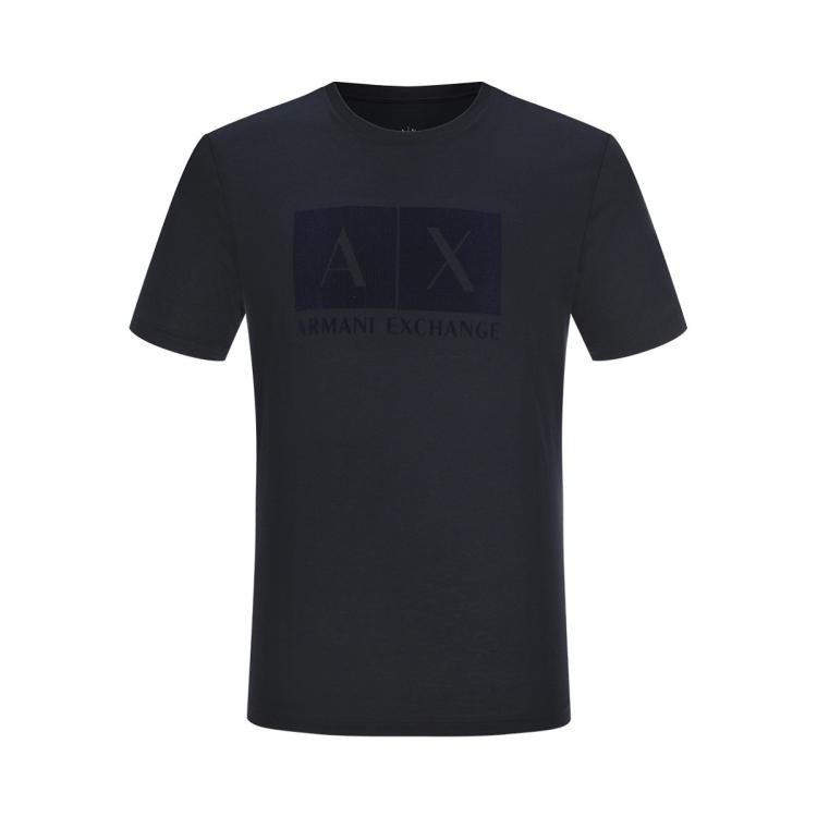 Armani Exchange 男士经典摩登纯棉舒适logo短袖t恤 In Blue