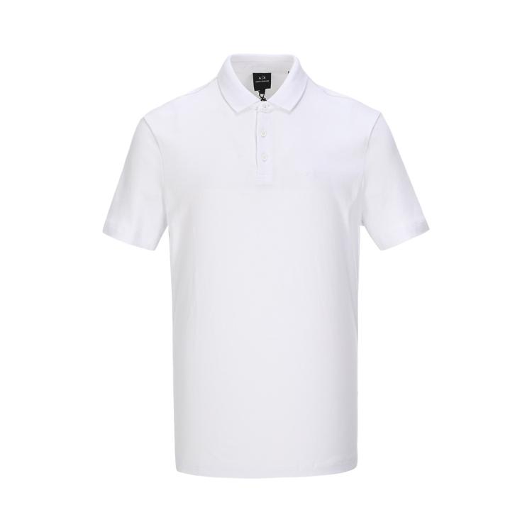 Armani Exchange 男士经典刺绣logo透气翻领短袖polo衫 In White