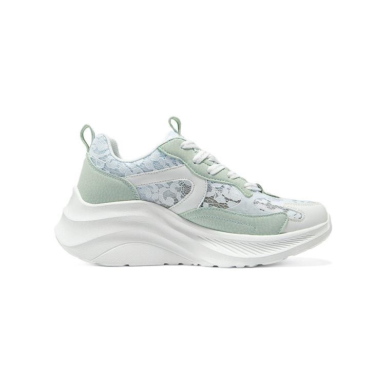 SKECHERS 斯凯奇 【糕糕鞋】蕾丝网面女鞋运动休闲鞋厚底小白鞋女轻薄透气夏季
