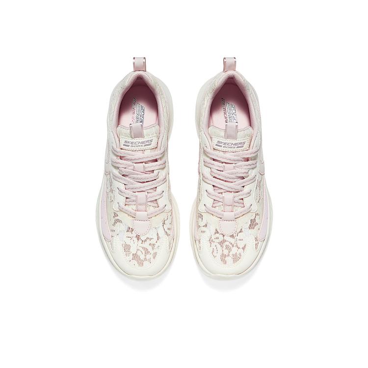 SKECHERS 斯凯奇 【糕糕鞋】蕾丝网面女鞋运动休闲鞋厚底小白鞋女轻薄透气夏季
