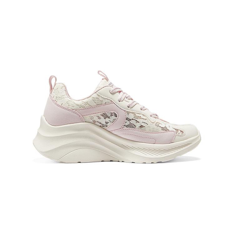 SKECHERS 斯凯奇 【糕糕鞋】蕾丝网面女鞋运动休闲鞋厚底小白鞋女轻薄透气夏季