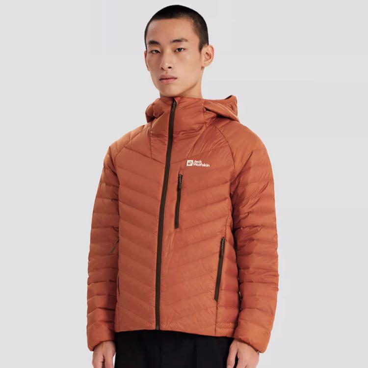 Jack Wolfskin 狼爪秋冬男式运动休闲羽绒服 In Brown