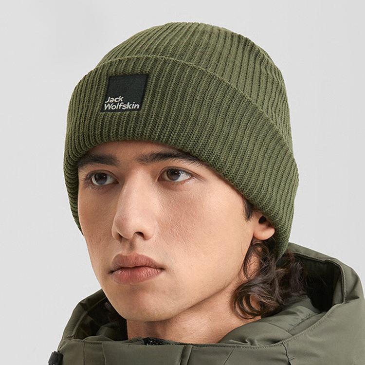 Jack Wolfskin 狼爪秋冬男女通用户外运动休闲保暖针织帽子 In Green