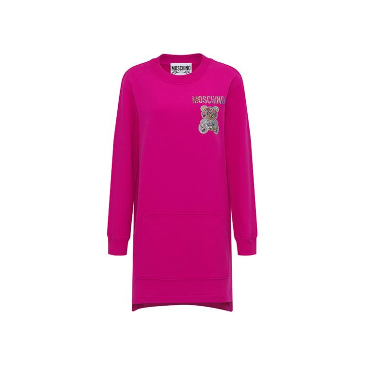 Moschino 女士泰迪熊图案长袖连衣裙 In Pink