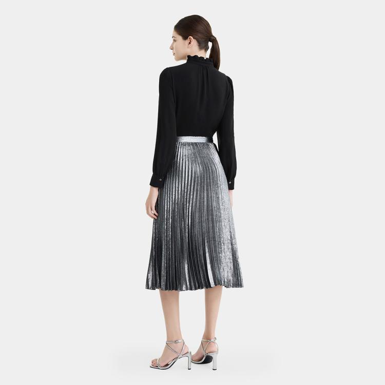 PORTS 1961 PORTS 宝姿女装优雅百搭通勤搭配木耳边时尚长袖纯色衬衫