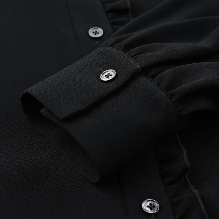 PORTS 1961 PORTS 宝姿女装优雅百搭通勤搭配木耳边时尚长袖纯色衬衫