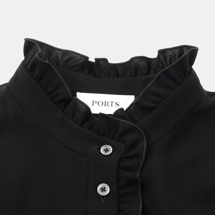 PORTS 1961 PORTS 宝姿女装优雅百搭通勤搭配木耳边时尚长袖纯色衬衫