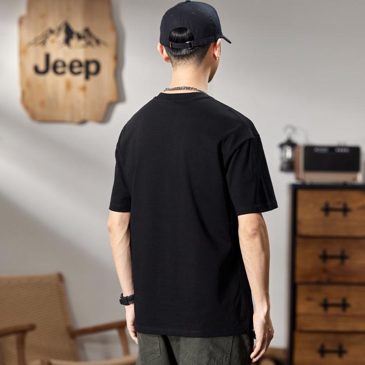 JEEP 260g重磅短袖T恤男2026夏季圆领纯棉套头上衣宽松短袖男