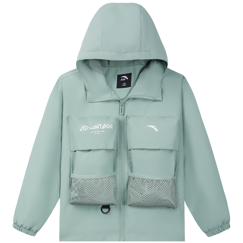 安踏 三防外套户外防泼水男童外套薄绒秋冬中大童风衣梭织外套安踏童装    77元（超V会员价）