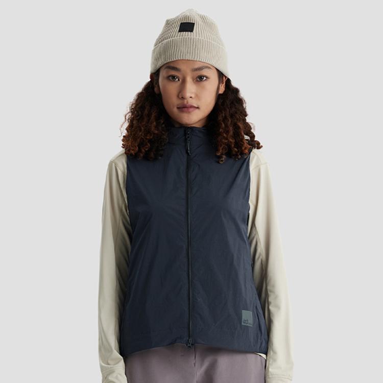 Jack Wolfskin 狼爪24秋冬女式户外运动休闲防风防泼水马夹背心 In Blue