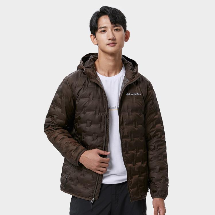 Columbia 户外男士热能连帽休闲保暖羽绒服 In Brown