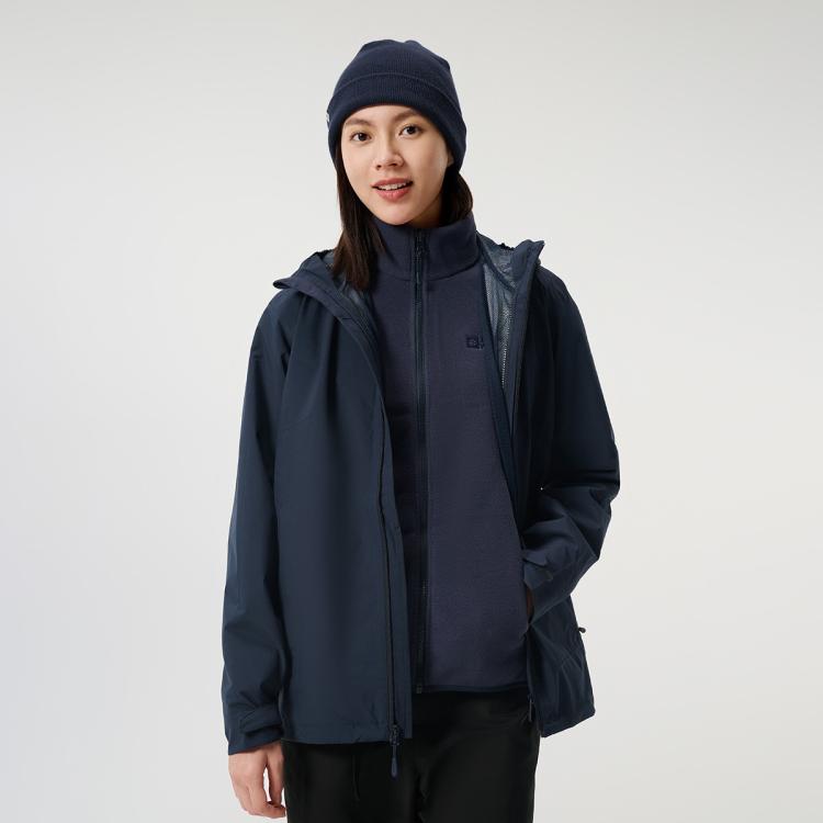 Jack Wolfskin 狼爪24冲锋衣女式户外运动休闲抓绒内胆三合一夹克外套