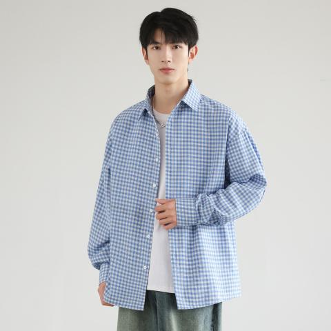 班尼路 经典蓝白格子衫男26新款开衫翻领衬衣通勤百搭休闲质感男士衬衫 图片 7