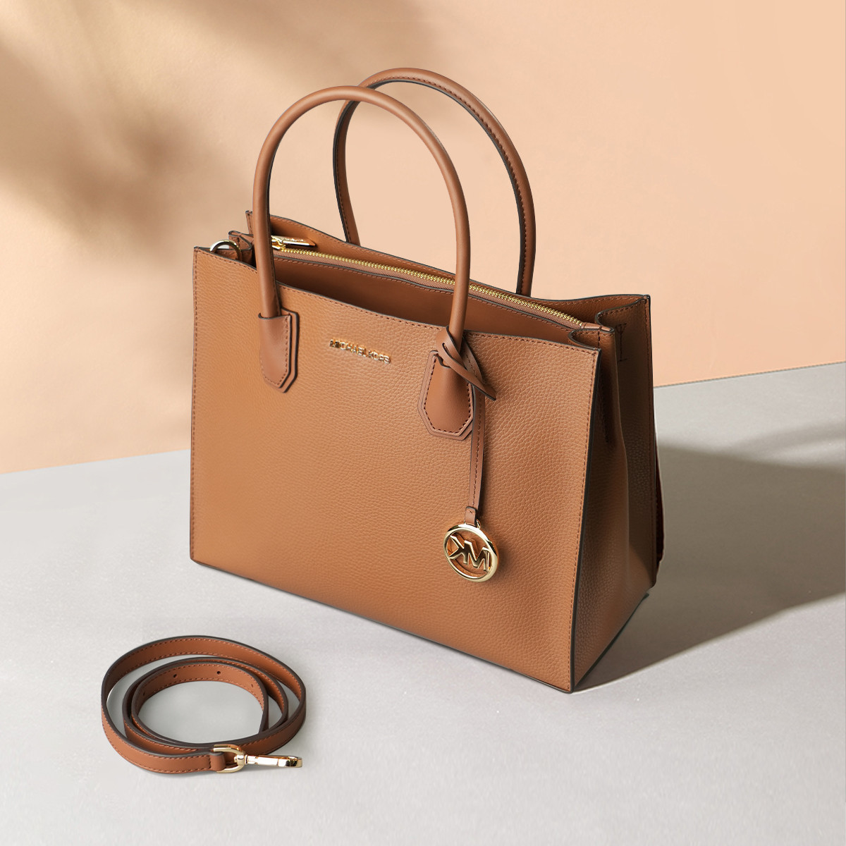 MICHAEL KORS Mercer 经典复古纯色皮革通勤风托特包风琴包手提包
