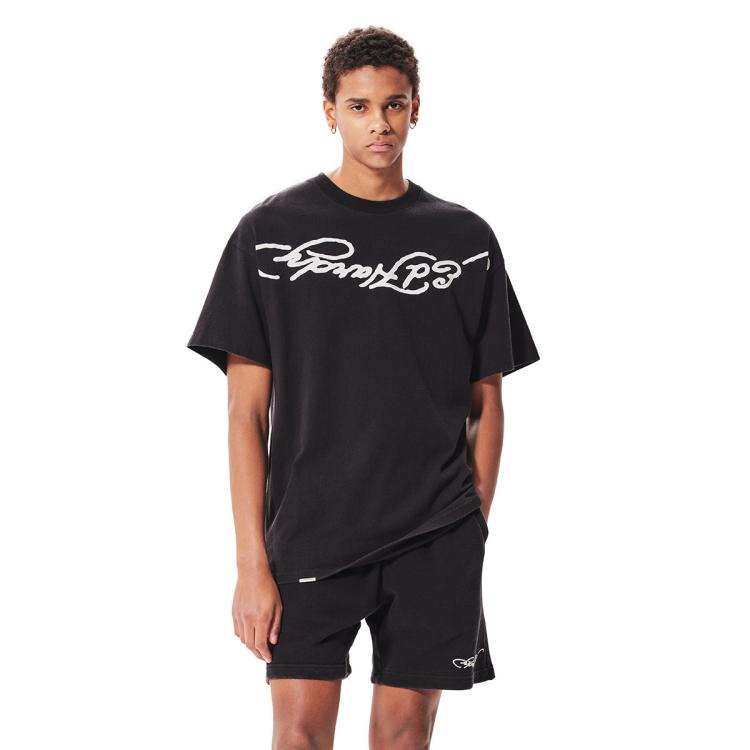ED HARDY Ed Hardy 轻奢潮牌 拔印水洗男士短袖T恤