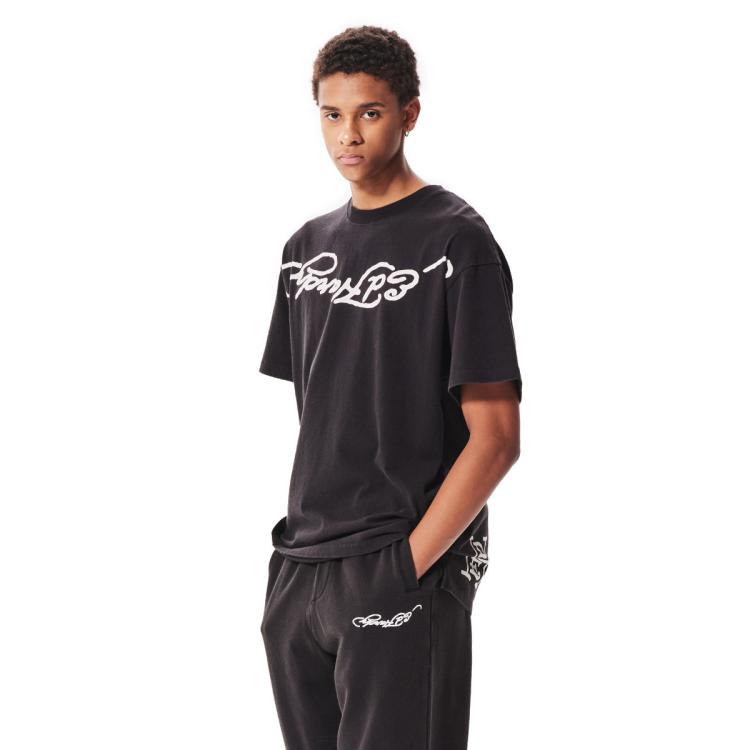 ED HARDY Ed Hardy 轻奢潮牌 拔印水洗男士短袖T恤
