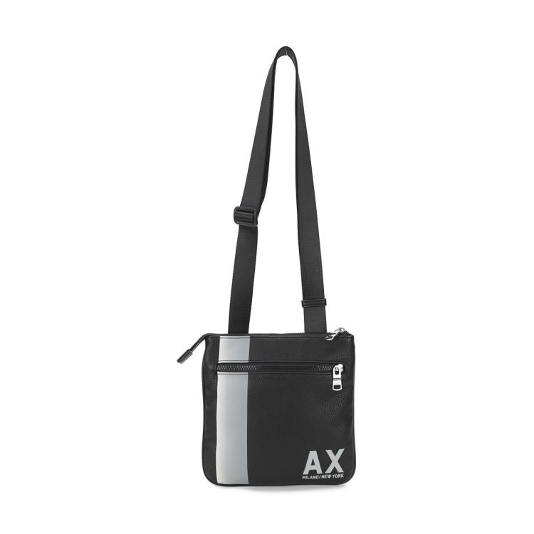 Armani Exchange 【轻便百搭】男式皮质简约商务通勤出行大容量印花斜挎单肩包