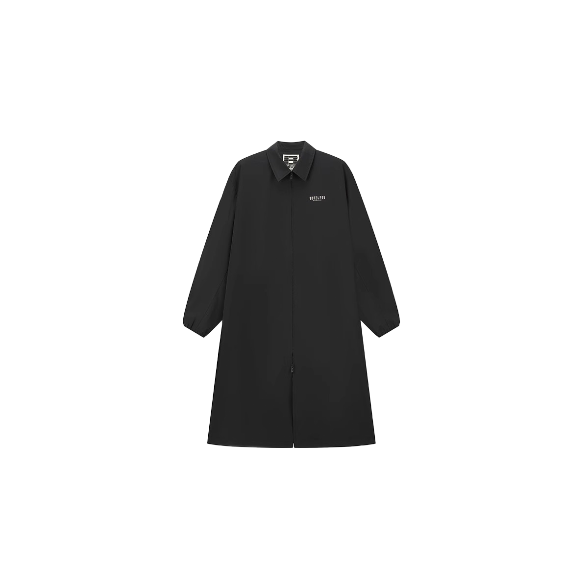 BONELESS 双拉链开衫长款外套男女休闲宽松翻领防风上衣秋冬季简约百搭风衣 155元