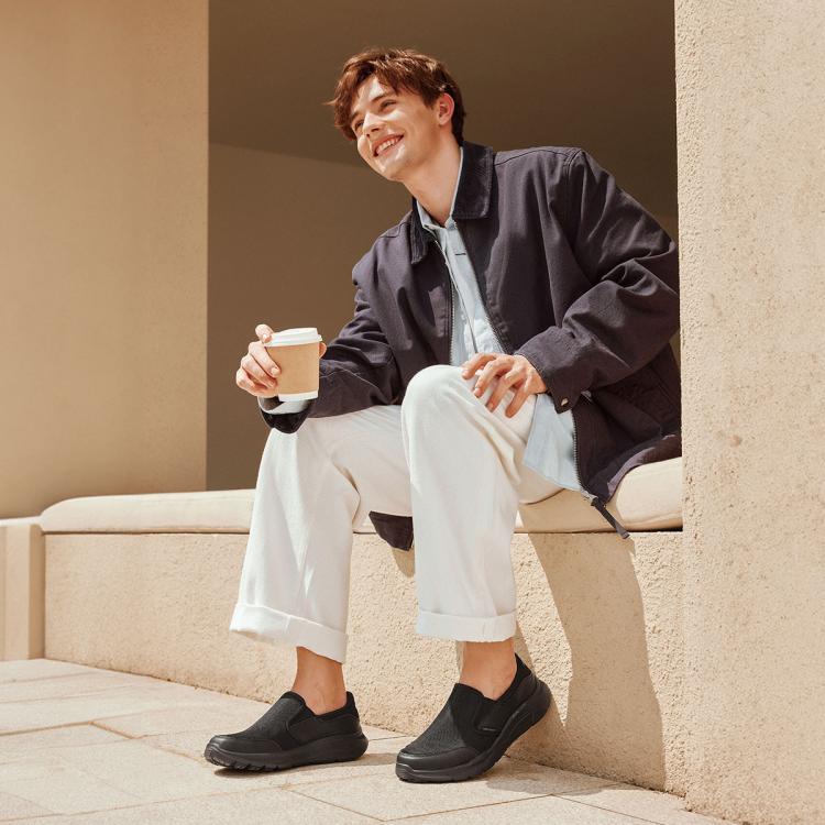 斯凯奇 【宽鞋头】男鞋一脚蹬男休闲鞋健步鞋复古休闲鞋男士缓震春夏季