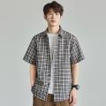 班尼路 夏季时尚经典格纹衬衫短袖男日常简约潮流百搭休闲翻领短袖衬衫男 图片 3