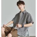 班尼路 夏季时尚经典格纹衬衫短袖男日常简约潮流百搭休闲翻领短袖衬衫男 图片 5