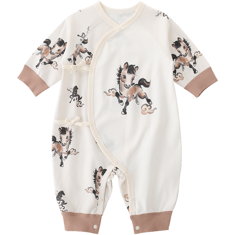 巴厘小猪 新生婴儿衣服春秋纯棉绑带和尚服初生儿新中式国风哈衣宝宝连体衣 45.3元