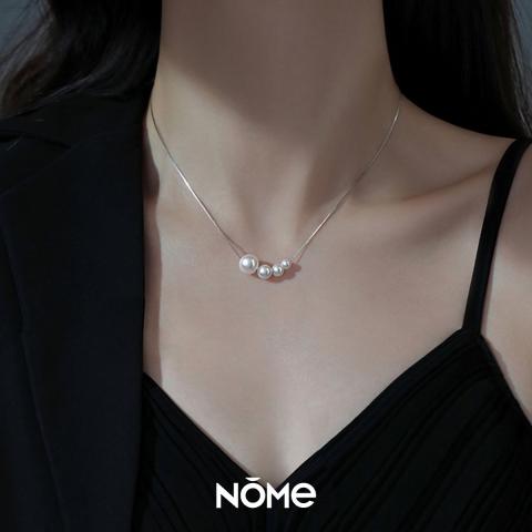 诺米美物 925纯银渐变仿珍珠项链女轻奢高级感锁骨链法式优雅生日礼物女 图片 3