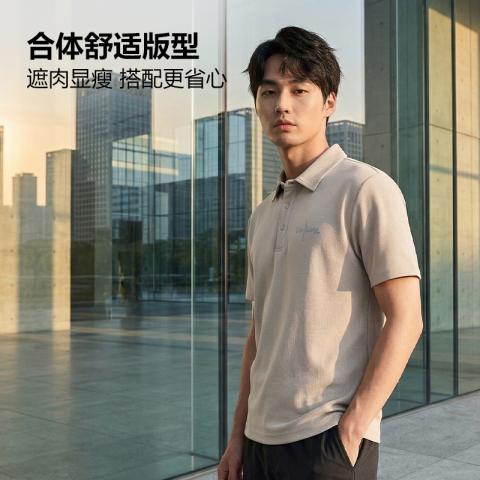 德尔惠 【重磅棉面料】男士简约百搭短袖POLO衫夏季日常通勤翻领T恤 图片 4