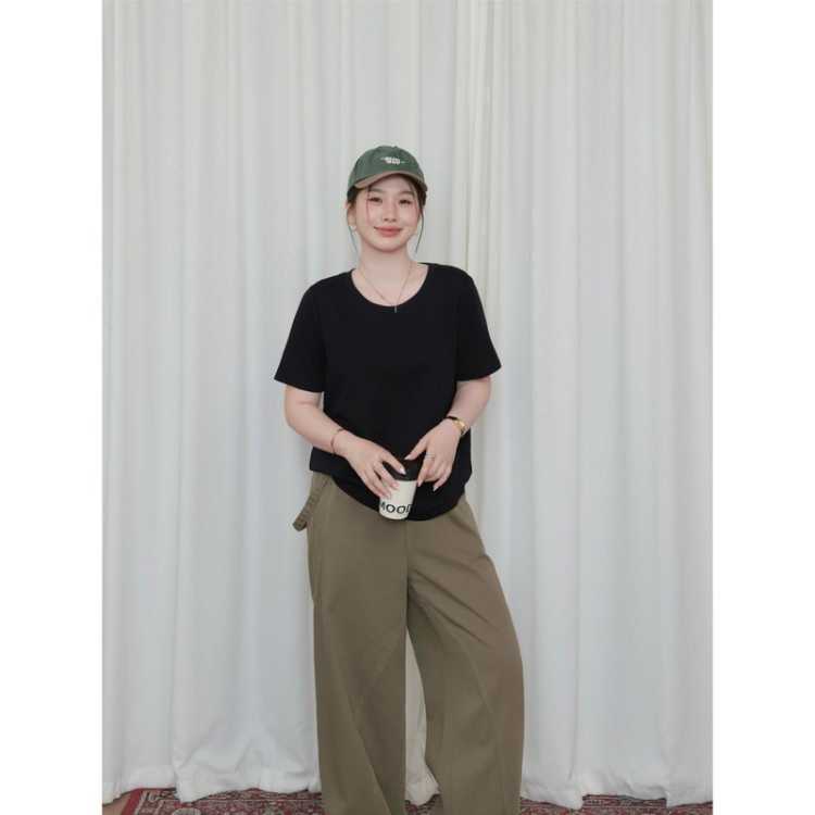 大婉酱 【十色棉T】微胖大码新疆长绒棉26夏新女宽松显瘦休闲短袖T恤