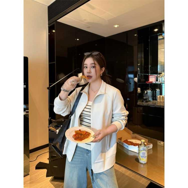 大婉酱 【双拉链百搭小外套】微胖大码气质简约26秋新正肩宽松韩系上衣