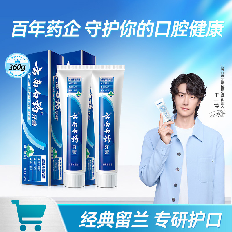 云南白药 【健齿护龈】改善牙龈问题清新口气留兰香型牙膏180g*2