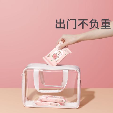 润本 桃子款婴儿手口湿巾10片35包 宝宝新生儿出游专用小包湿纸巾 图片 8
