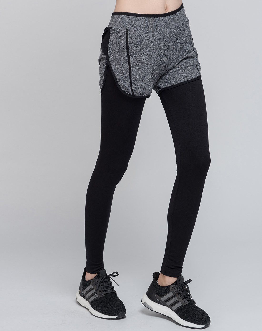 速干舒爽 女士假两件运动裤 瑜伽健身弹力显瘦跑步裤