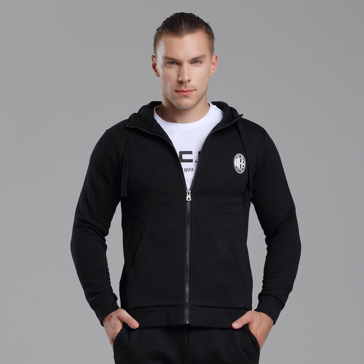 保暖舒适 抓绒带帽拉链衫男士外套秋冬 休闲百搭加绒运动外套男