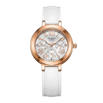 人气款sheen系列都市优雅三眼罗马盘防水石英女士手表