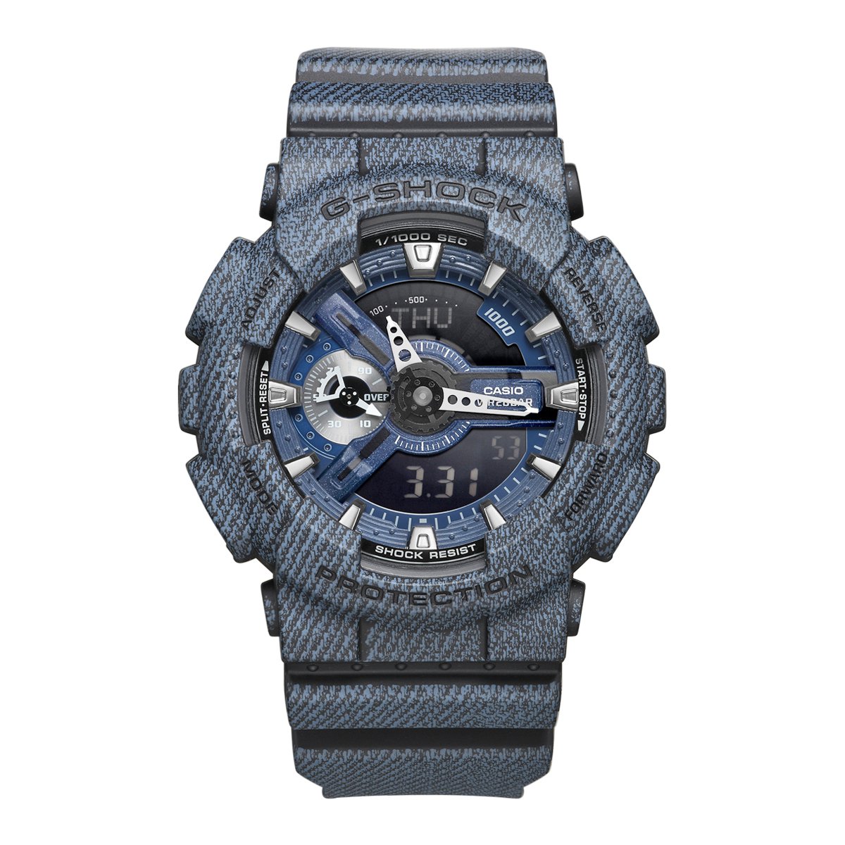 卡西欧人气款g-shock系列多功能牛仔蓝防水运动石英男士手表ga110dc1a