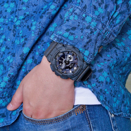 卡西欧人气款g-shock系列多功能牛仔蓝防水运动石英男士手表ga110dc1a