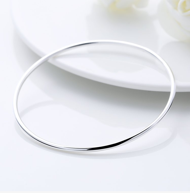 意大利.999足银素水伊人圆条手镯银白色