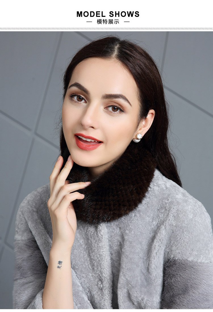 女士水貂毛加针织时尚脖套