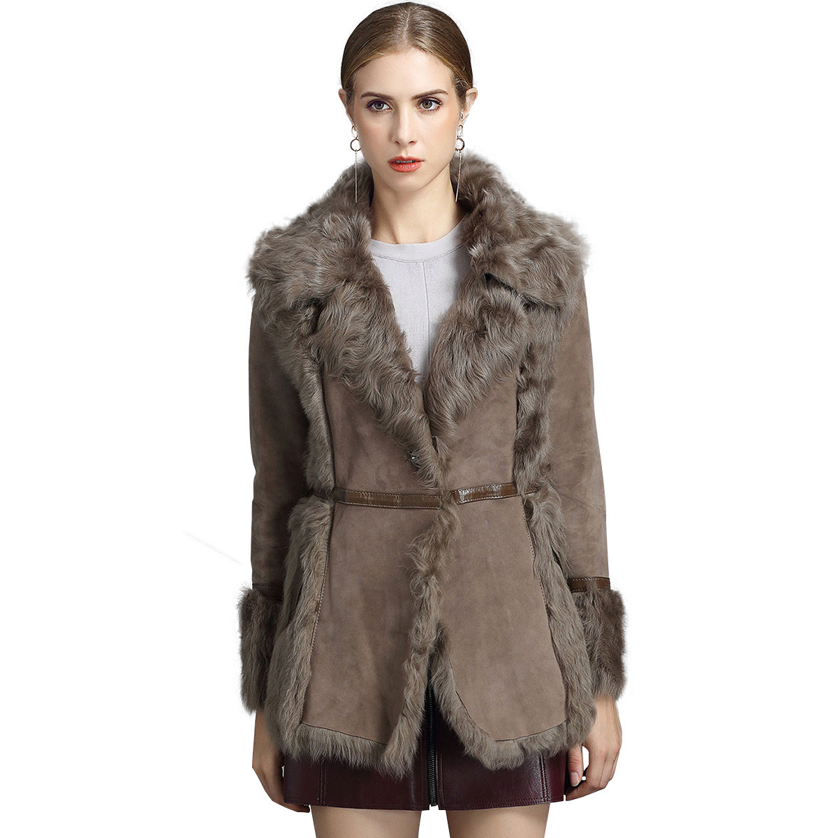 女装小湖羊皮时尚个性翻领皮毛一体