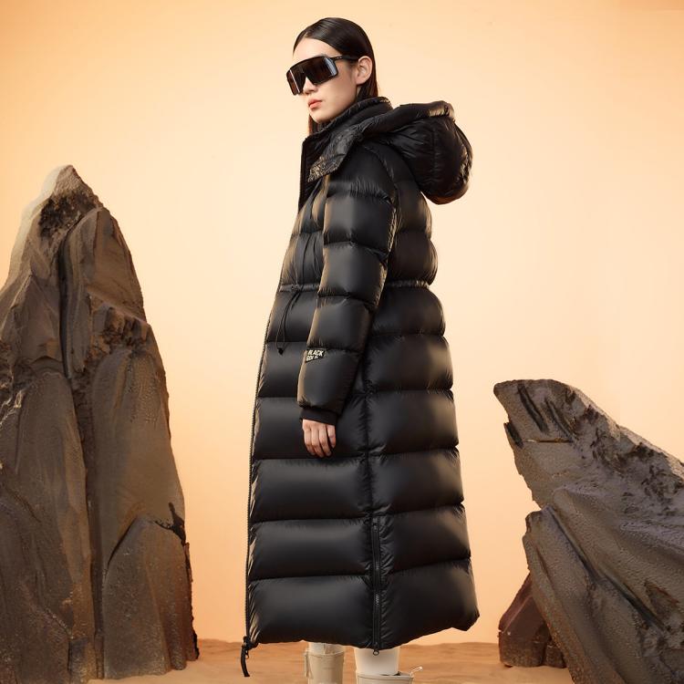 高梵 【高梵黑金鹅绒服】女王2.0十格可拆卸帽过膝大长款羽绒服