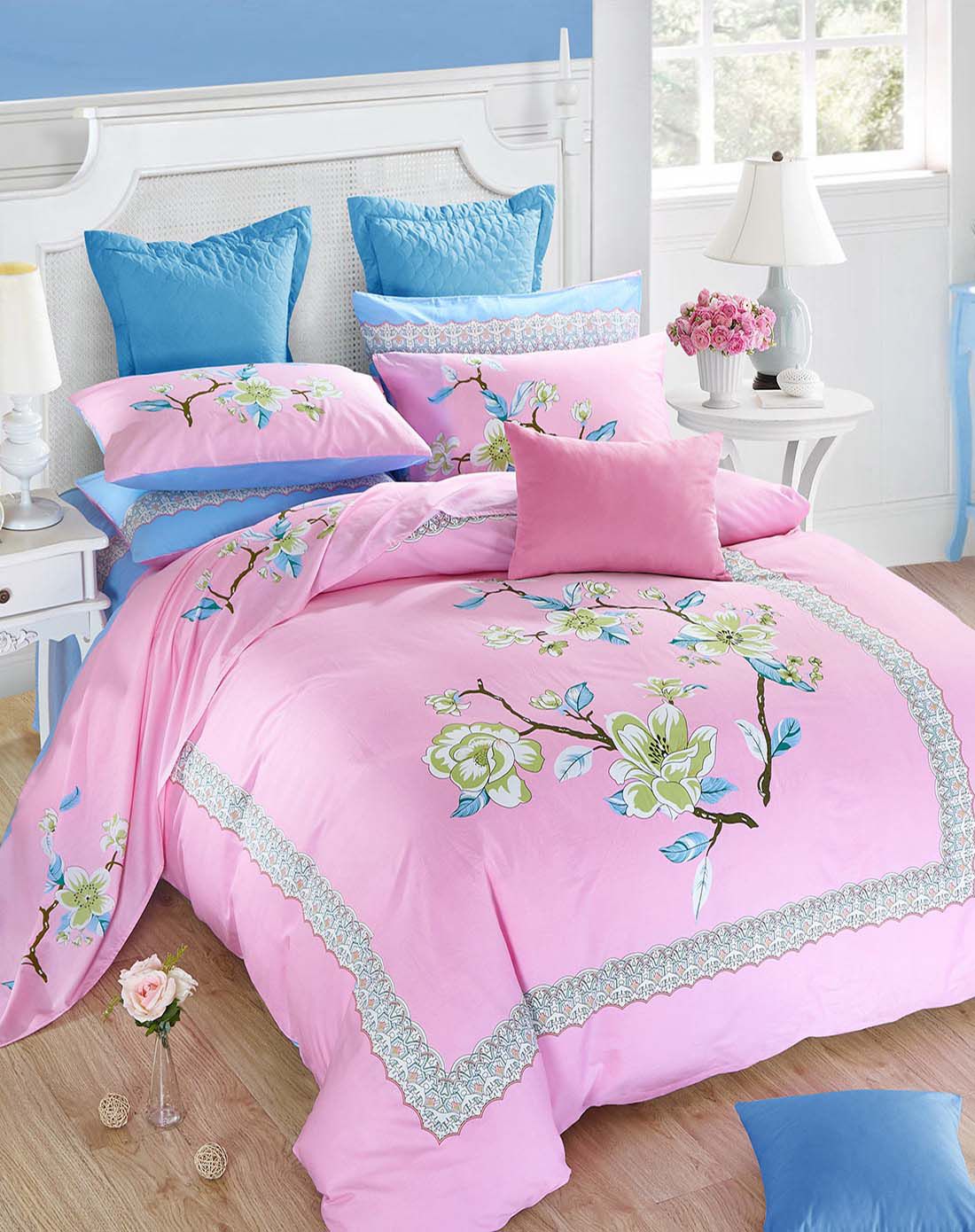 200*230紫罗兰家纺全棉环保斜纹四件套