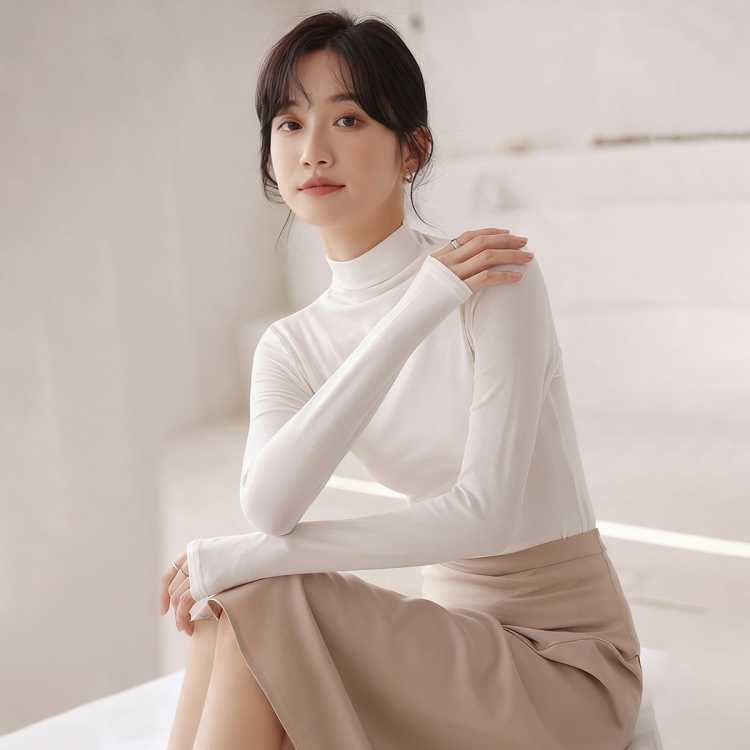 美标 【94%莫代尔】秋冬高领女士打底衫内搭外穿长袖修身保暖衣系列