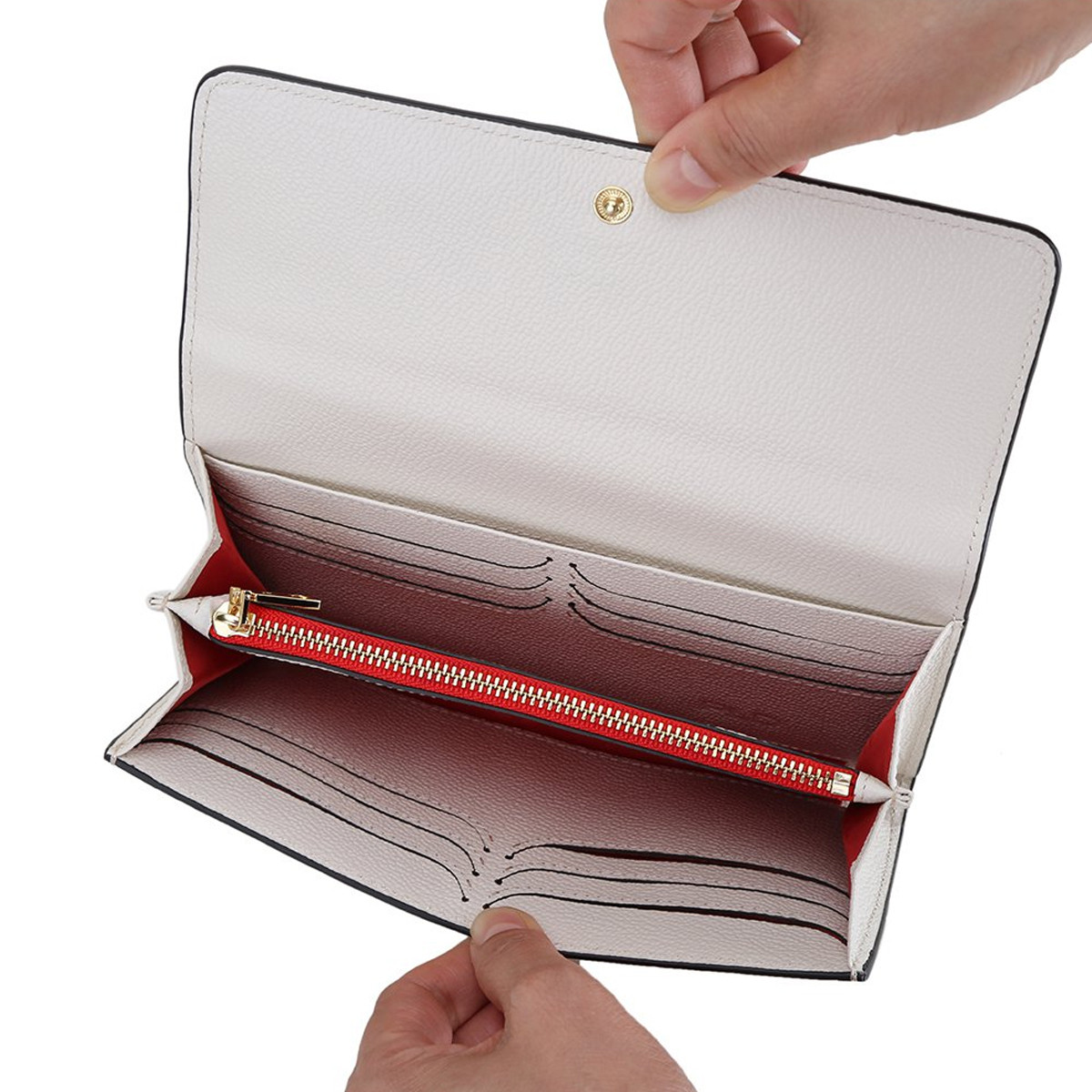 女款简约时尚简易搭扣大容量长款钱包