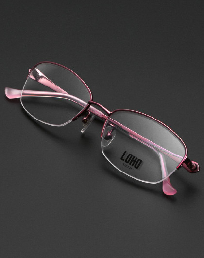 loho光学镜架时尚超轻钛架商务钛合金眼镜文艺椭圆半框眼镜框