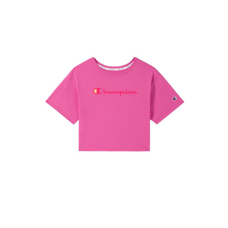 Champion 【品牌直营】夏季女式短袖t恤logo圆领休闲百搭 In Pink