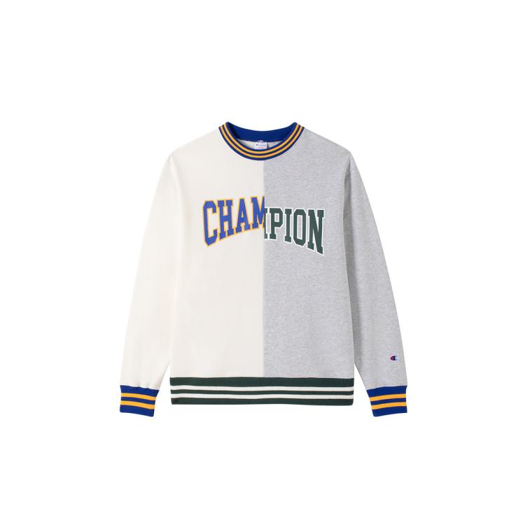 CHAMPION Champion 【品牌直营】秋冬圆领套头卫衣男圆领拼接时尚LOGO休闲纯棉